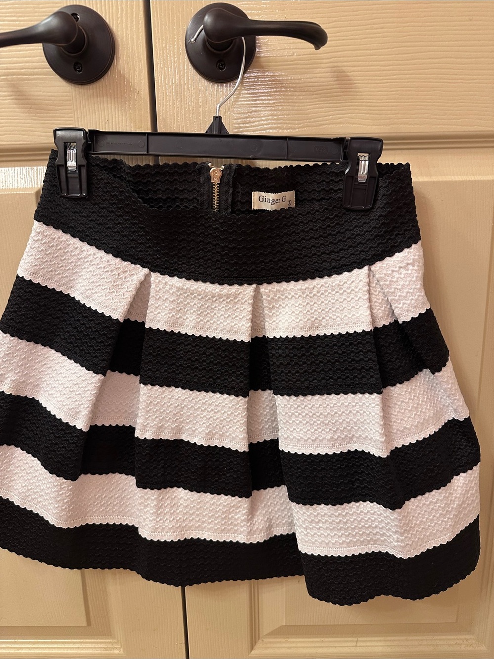 Ginger G Black and White Striped Circle Skirt